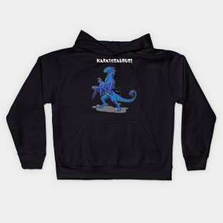 Karatesaurus! blue for dark backgrounds Kids Hoodie